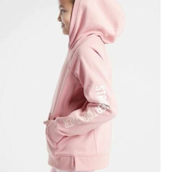 Athleta Girl Pink Cozy Sweatshirt Stronger Together Girls Medium 8/10 Fleece - Picture 8 of 13